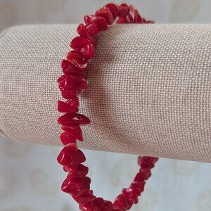 Red Stone Memory Wire Bracelet